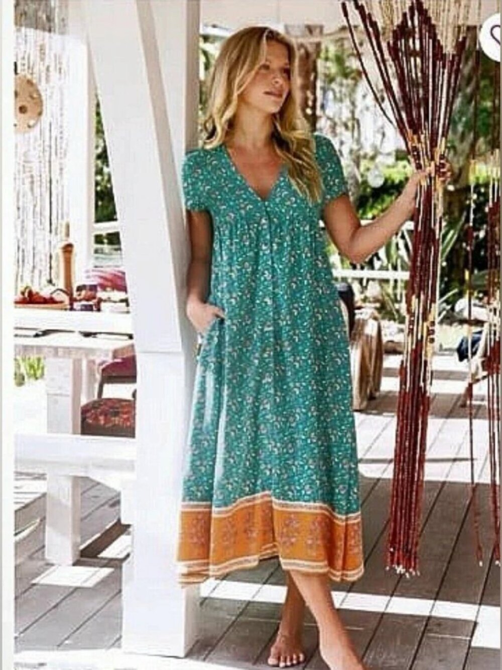 Natural Life NWT Blue Orange Floral Avery Button Down Maxi Dress